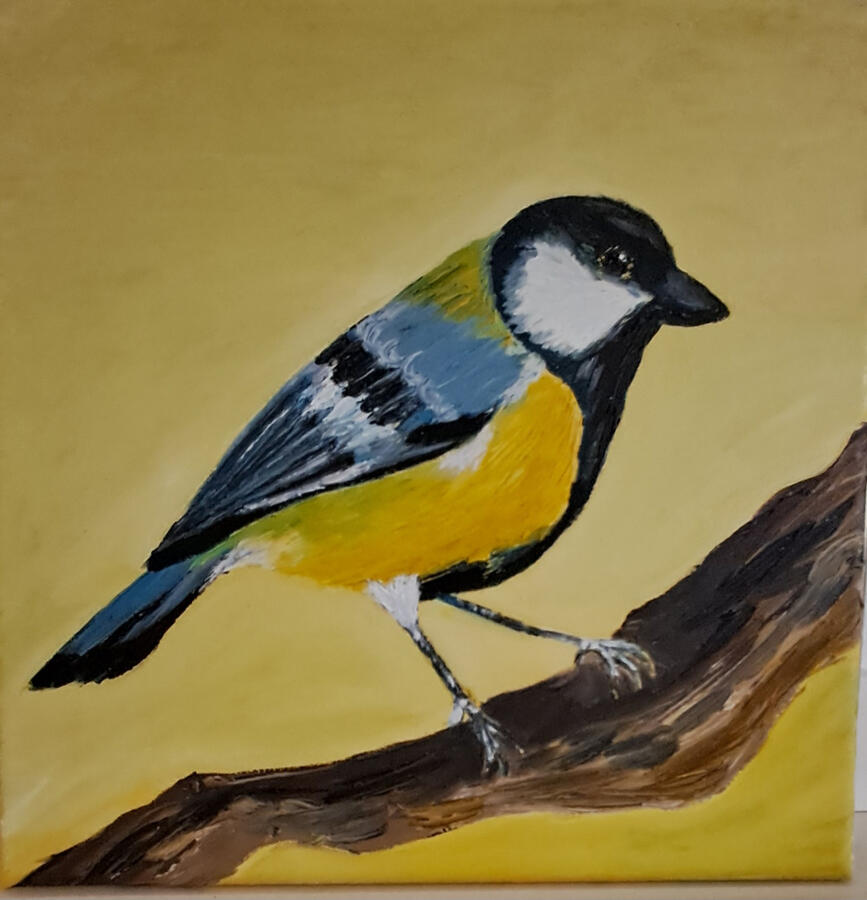 Koolmees great tit Koolmees, olieverf op doek *Great tit, oil on canvas*